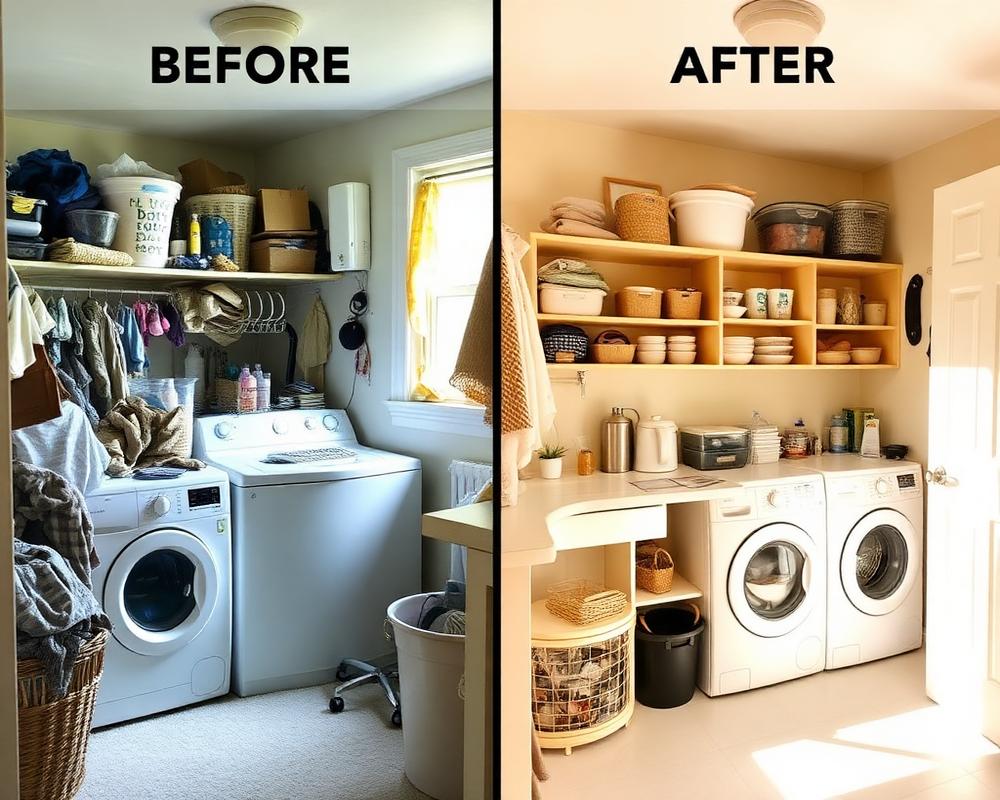 Laundry room before and after